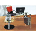 Glass top stainless steel frame office desk